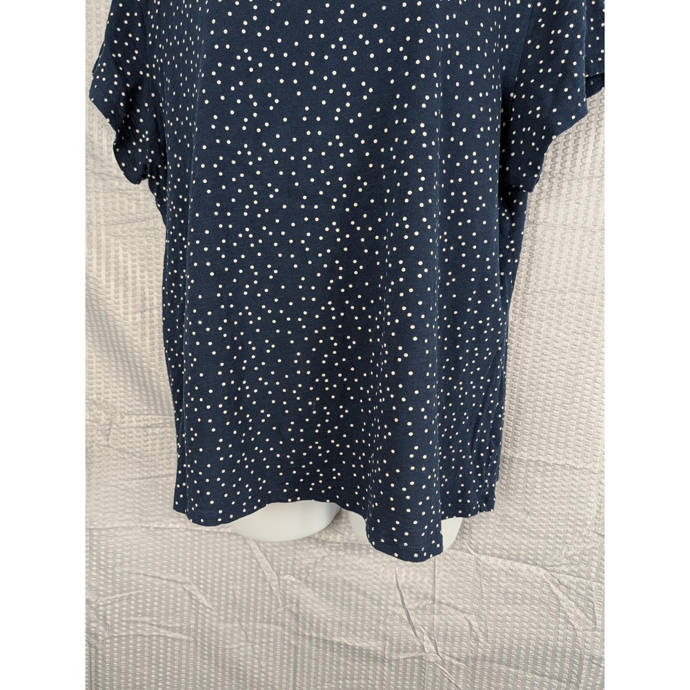 Lauren Conrad XXL Navy Blue Polka Dot Short Sleeve Tee Womens Casual Top - Picture 5 of 11